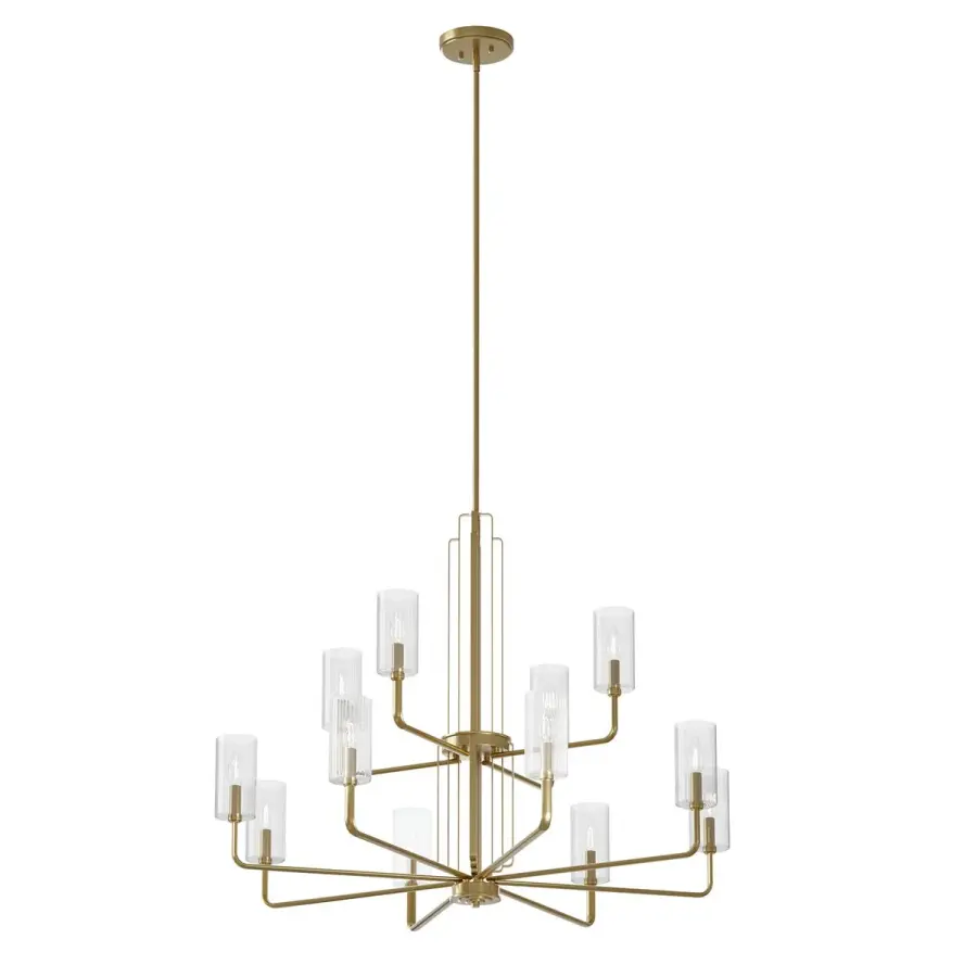 Kimrose 12-Light Chandelier in Brushed Natural Brass