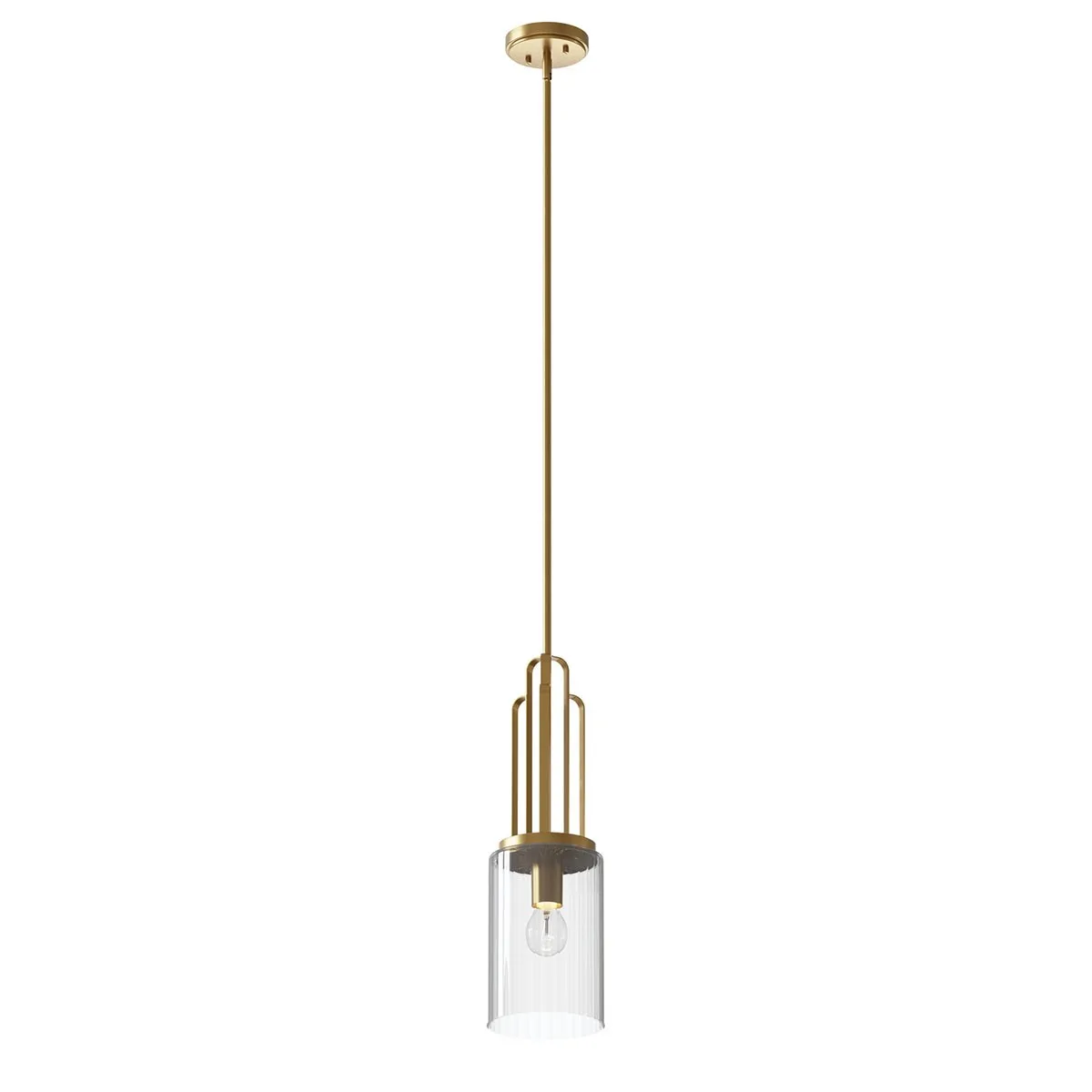 Kimrose One Light Mini Pendant in Brushed Natural Brass