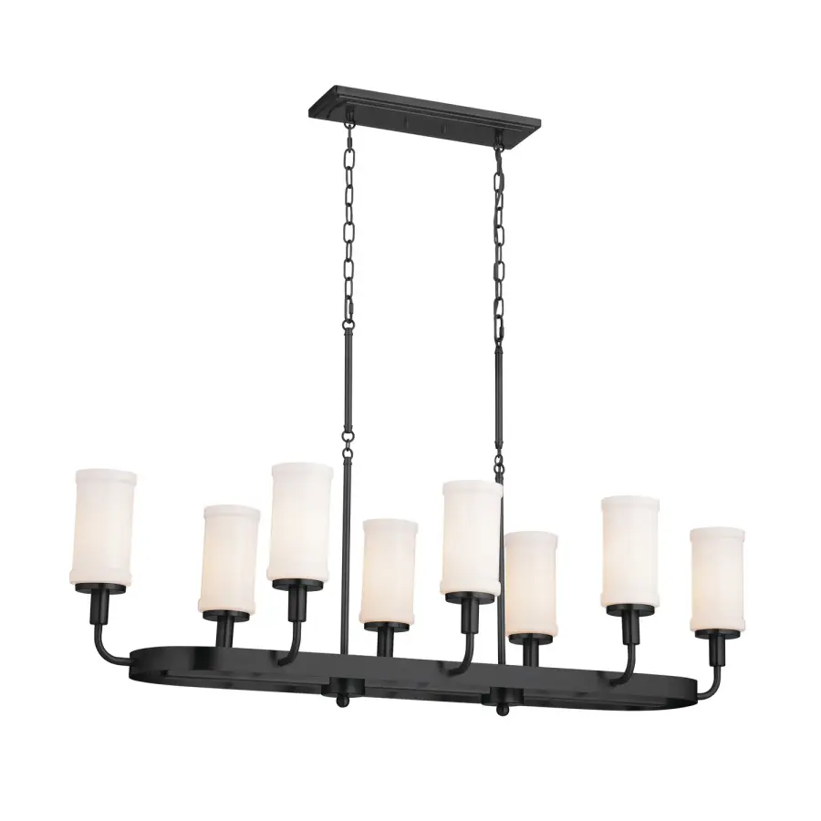 Vetivene 8-Light Linear Chandelier in Textured Black