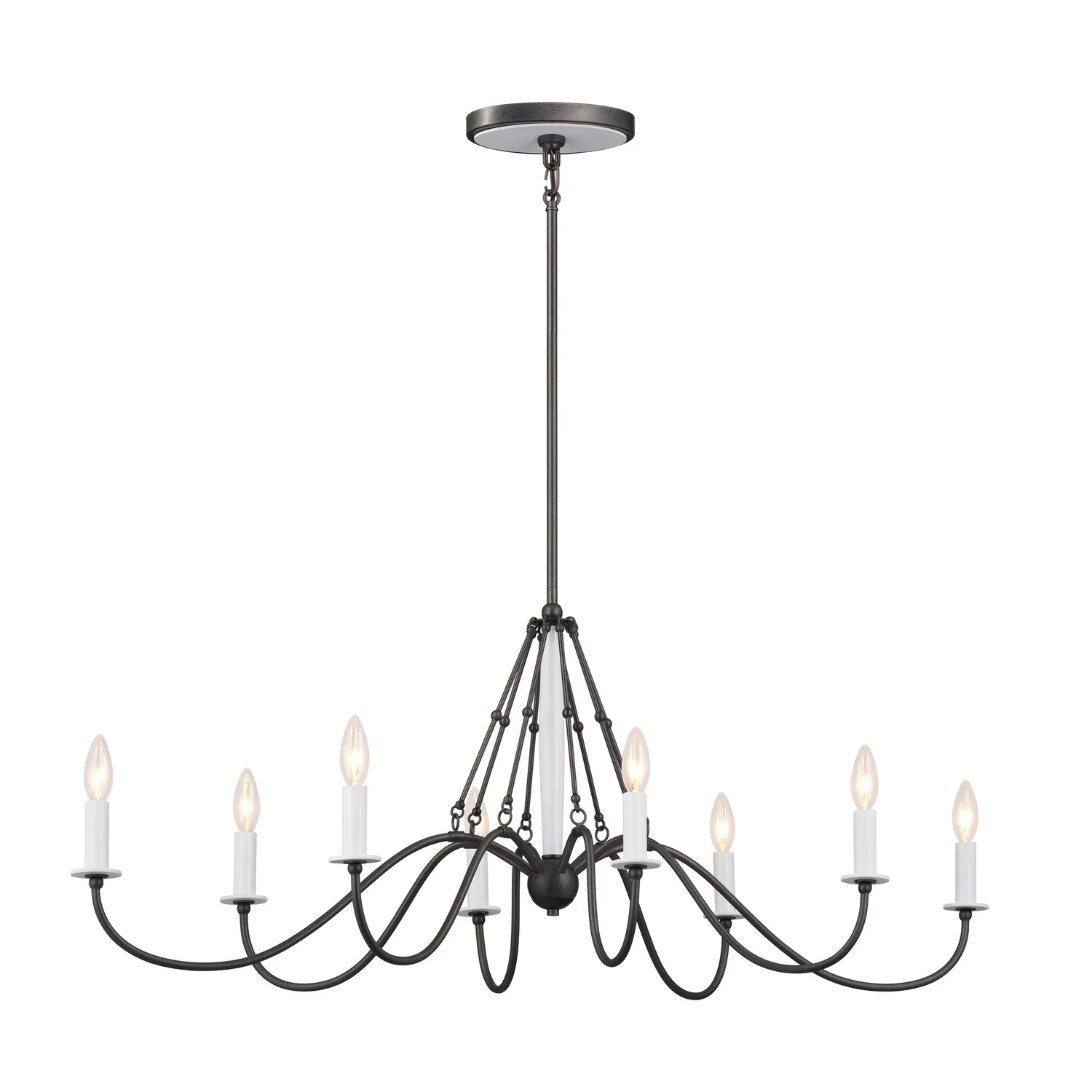 Freesia 8-Light Linear Chandelier in Anvil Iron