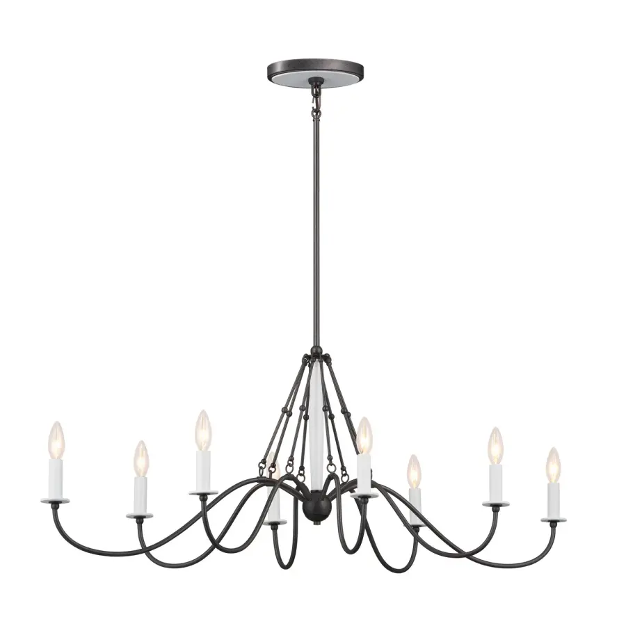 Freesia 8-Light Linear Chandelier in Anvil Iron