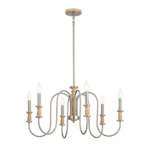Karthe 6-Light Chandelier in Brushed Nickel - Image 2