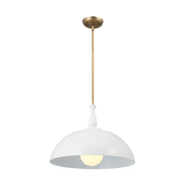 The Fira pendant delivers minimalist style with a crisp white steel shade. Its 18-inch diameter makes it perfect for smaller dining areas, kitchen islands, or as a focal point in bedrooms and home offices.