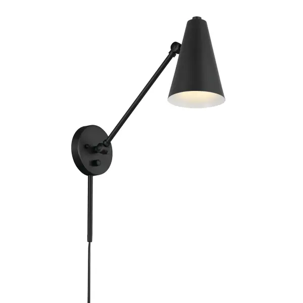 The Sylvia wall sconce delivers modern minimalist style in a compact 5.5" x 8.5" profile. Its black steel construction and clean lines make it ideal for hallways, bedrooms, and bathrooms where space is limited.