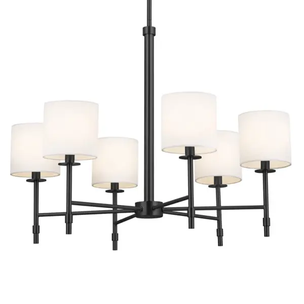 Ali 6-Light Chandelier with Black Fabric Drum Shade - Image 1