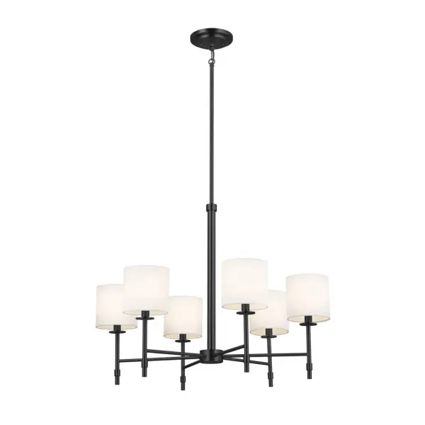 Ali 6-Light Chandelier with Black Fabric Drum Shade - Image 2