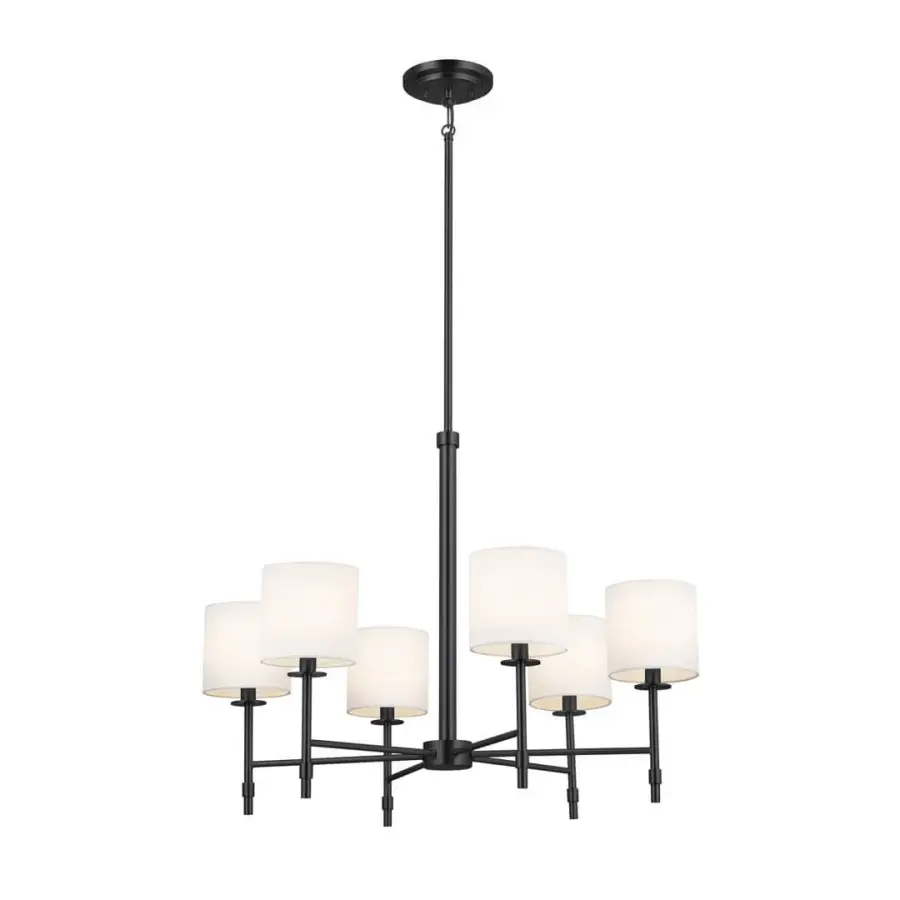 Ali 6-Light Chandelier with Black Fabric Drum Shade - Image 2