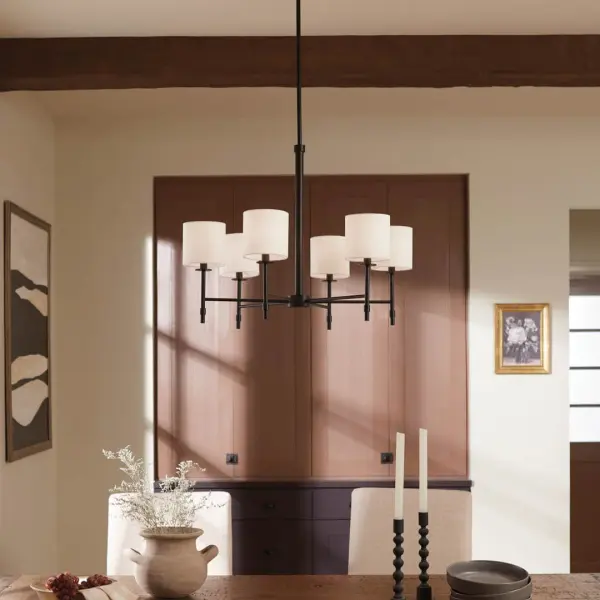 Ali 6-Light Chandelier with Black Fabric Drum Shade - Image 5