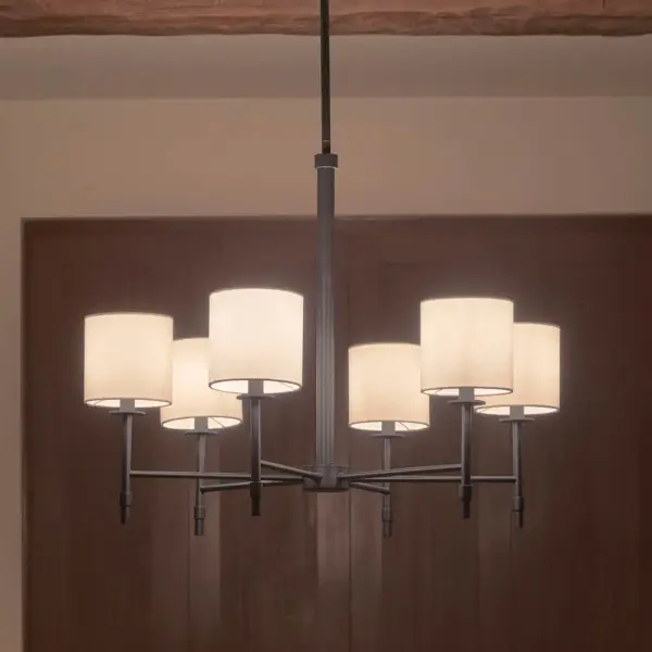 Ali 6-Light Chandelier with Black Fabric Drum Shade - Image 6