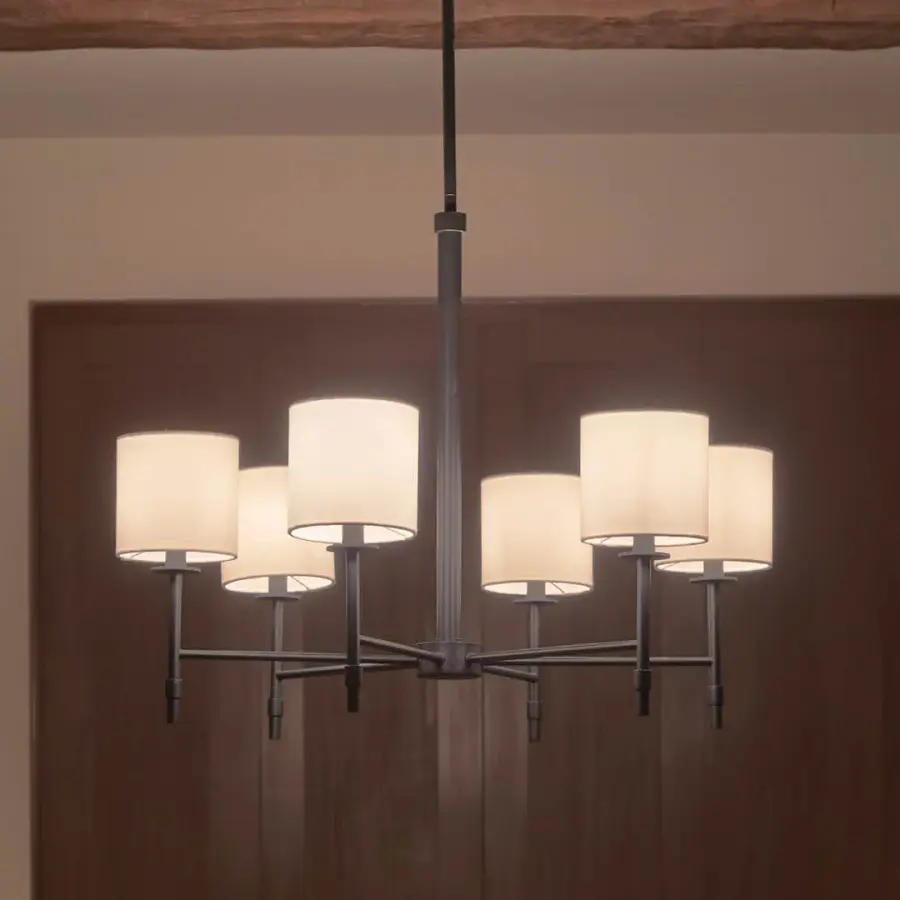 Ali 6-Light Chandelier with Black Fabric Drum Shade - Image 6