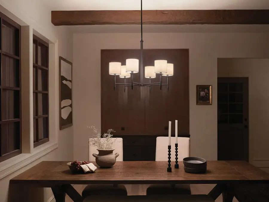Ali 6-Light Chandelier with Black Fabric Drum Shade - Image 8