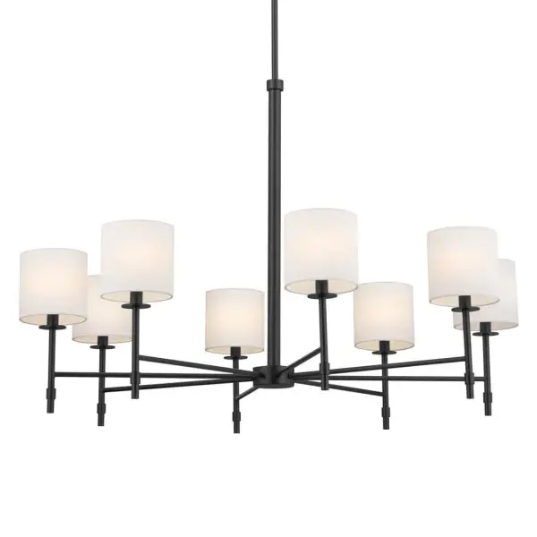 Ali 8-Light Chandelier with Black Fabric Drum Shade - Image 1