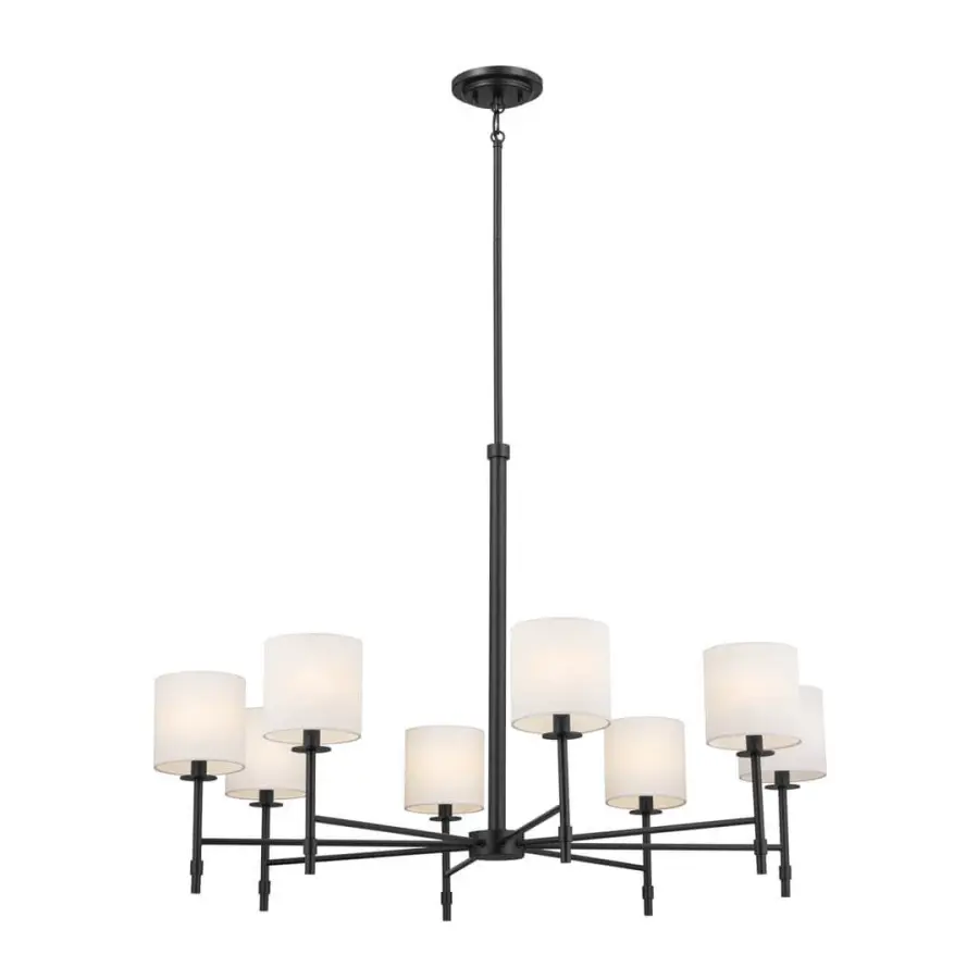 Ali 8-Light Chandelier with Black Fabric Drum Shade - Image 2
