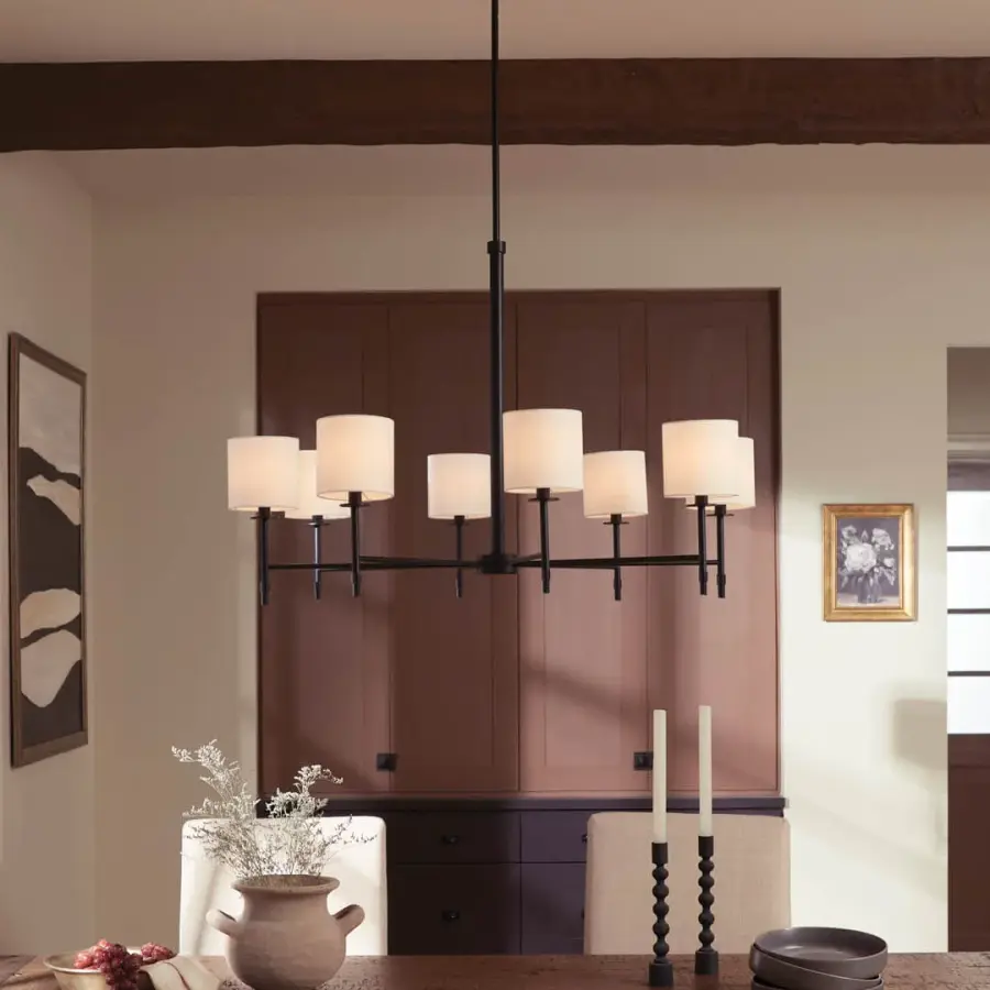 Ali 8-Light Chandelier with Black Fabric Drum Shade - Image 5
