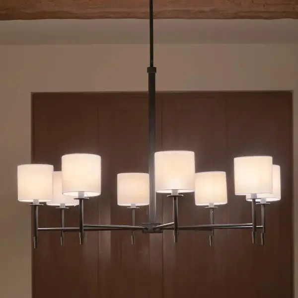 Ali 8-Light Chandelier with Black Fabric Drum Shade - Image 6