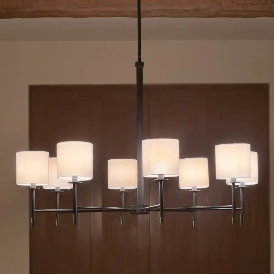 Ali 8-Light Chandelier with Black Fabric Drum Shade - Image 6