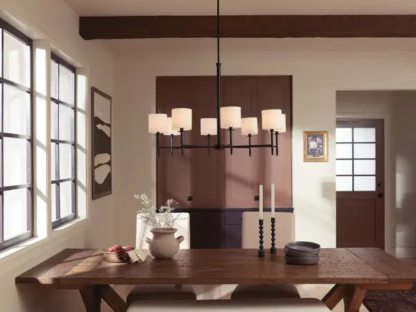 Ali 8-Light Chandelier with Black Fabric Drum Shade - Image 7
