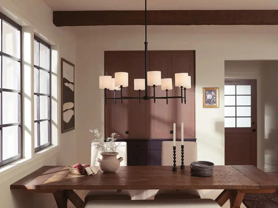 Ali 8-Light Chandelier with Black Fabric Drum Shade - Image 7
