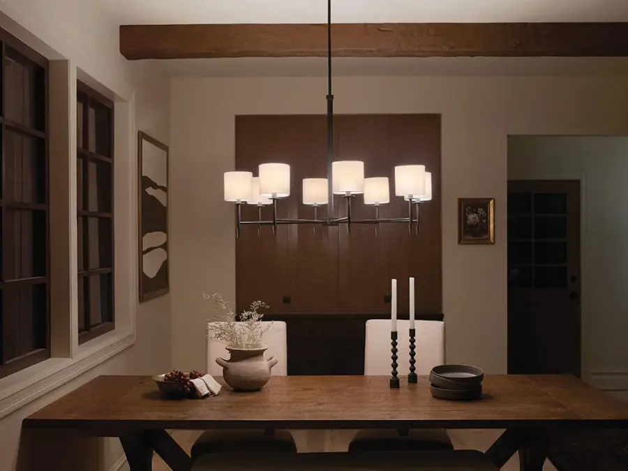 Ali 8-Light Chandelier with Black Fabric Drum Shade - Image 8