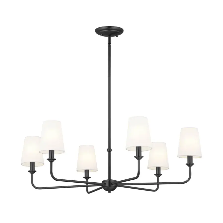 Elegant 6-Light Chandelier with Classic Bell Shades - Image 2