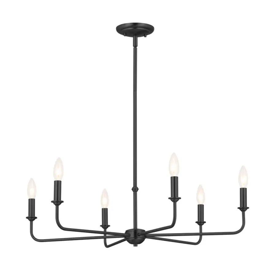 Elegant 6-Light Chandelier with Classic Bell Shades - Image 4