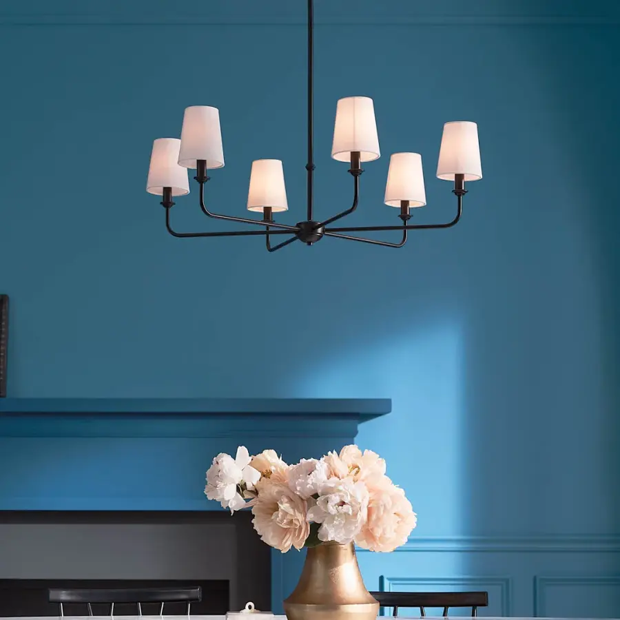 Elegant 6-Light Chandelier with Classic Bell Shades - Image 6
