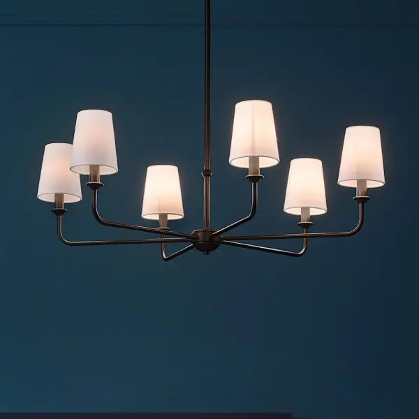 Elegant 6-Light Chandelier with Classic Bell Shades - Image 7