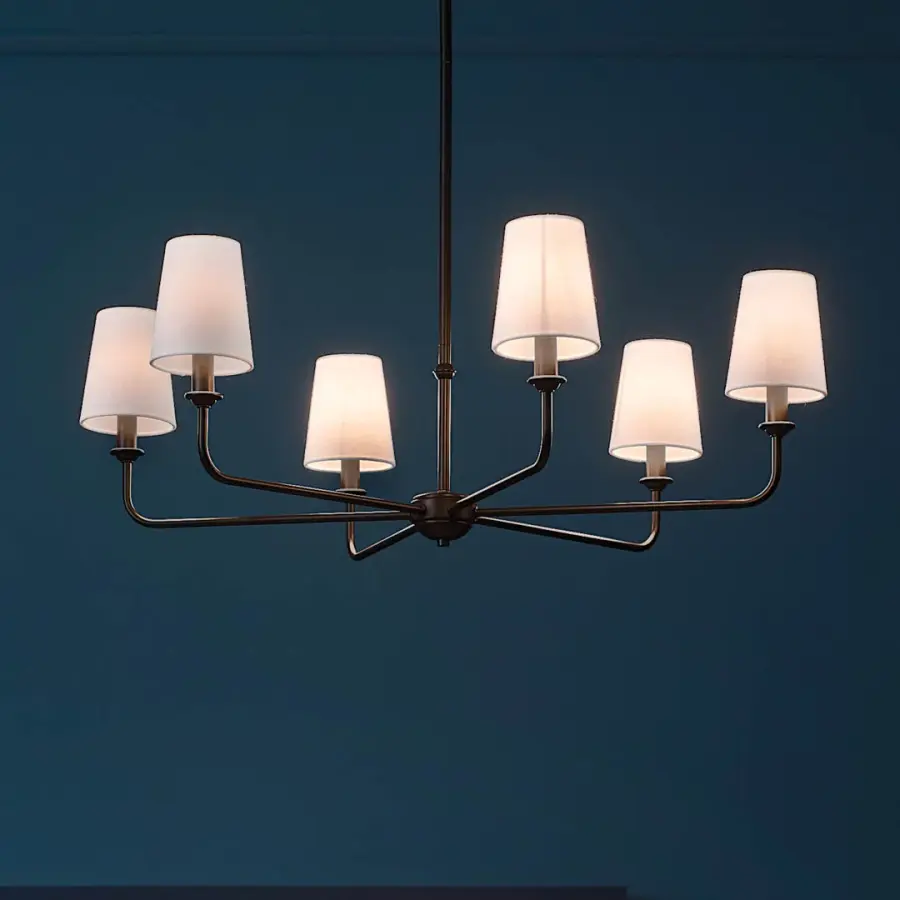 Elegant 6-Light Chandelier with Classic Bell Shades - Image 7