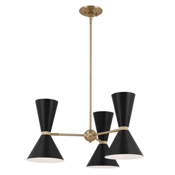 The Phix Chandelier makes a striking statement with six metal cone shades arranged in a contemporary geometric design. The Champagne Bronze and Black finish combination adds sophisticated contrast, while the 30.75-inch diameter provides substantial presence for larger spaces. - alternate view