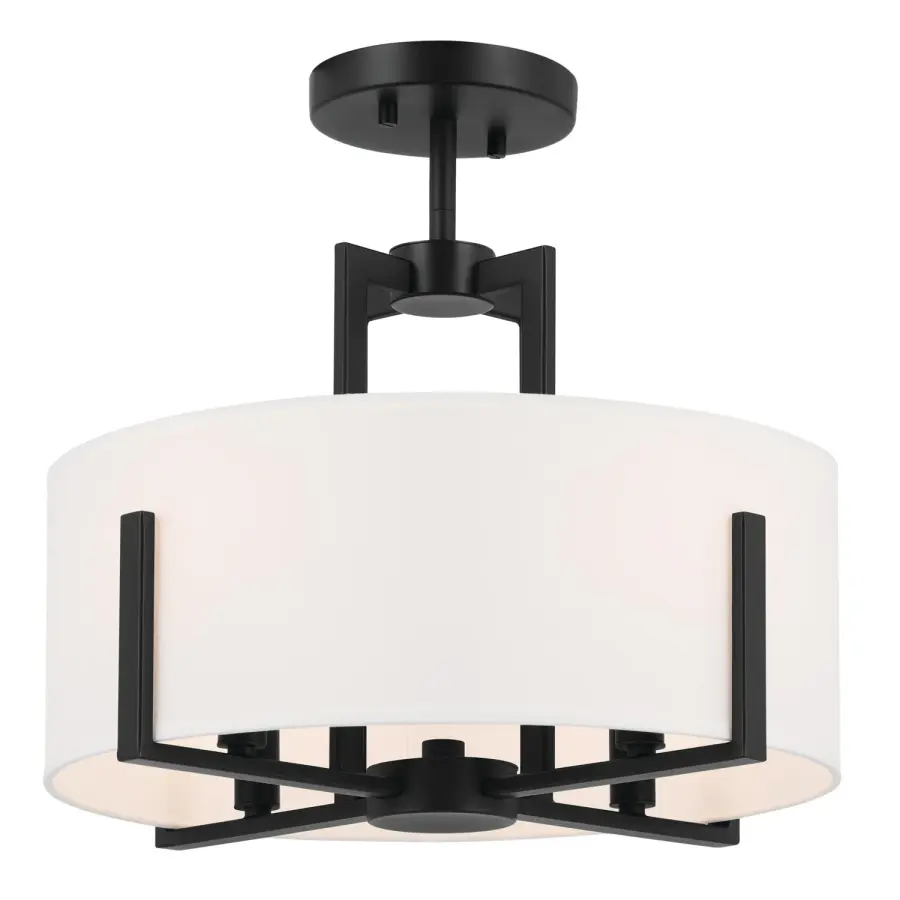 Malen Four Light Pendant/Semi Flush in Black