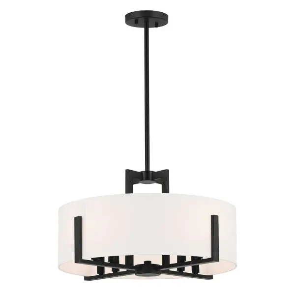 The Malen pendant combines contemporary style with practical versatility. Its 20-inch fabric drum shade houses 8 lights for ample illumination, while the convertible design adapts to various ceiling heights and room configurations. - alternate view