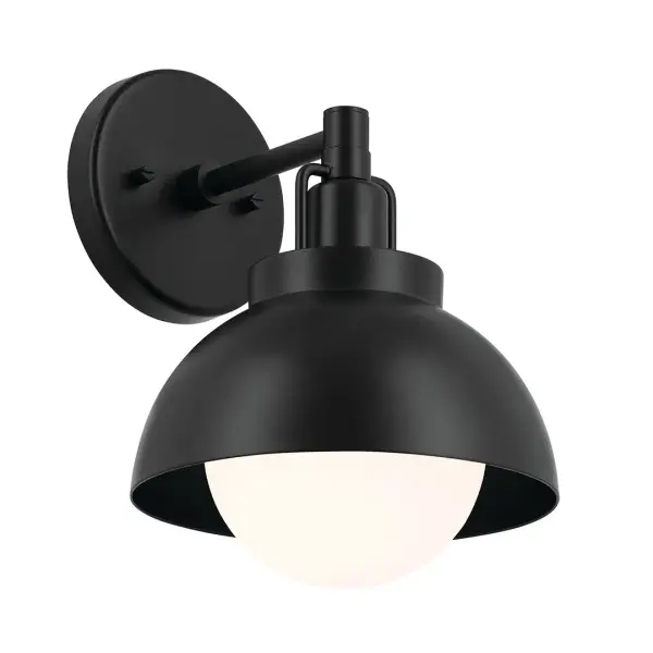 The Niva combines sleek modern styling with practical versatility. Its convertible design allows for flush or semi-flush mounting, while the metal dome shade with opal glass provides warm, diffused light perfect for compact spaces. - alternate view