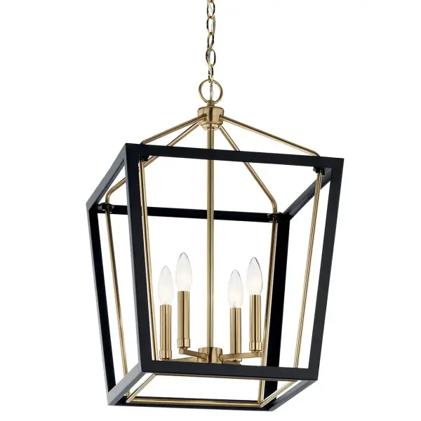 Delvin 4-Light Pendant in Champagne Bronze and Black - Image 1