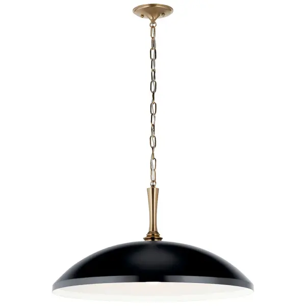 The Delarosa pendant combines industrial charm with refined elegance through its 24-inch metal dome shade and distinctive black-champagne bronze finish. Perfect for making a statement over kitchen islands or dining tables. - alternate view
