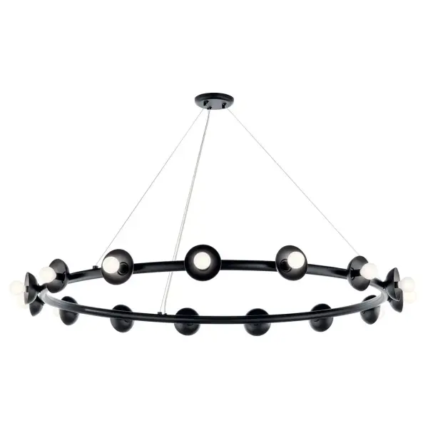 The Palta transforms lighting into sculptural art with its expansive 50-inch circular profile and 15 exposed bulbs. Its slim 4.25-inch height creates a floating effect perfect for modern spaces. Versatile bulb options let you customize the aesthetic.