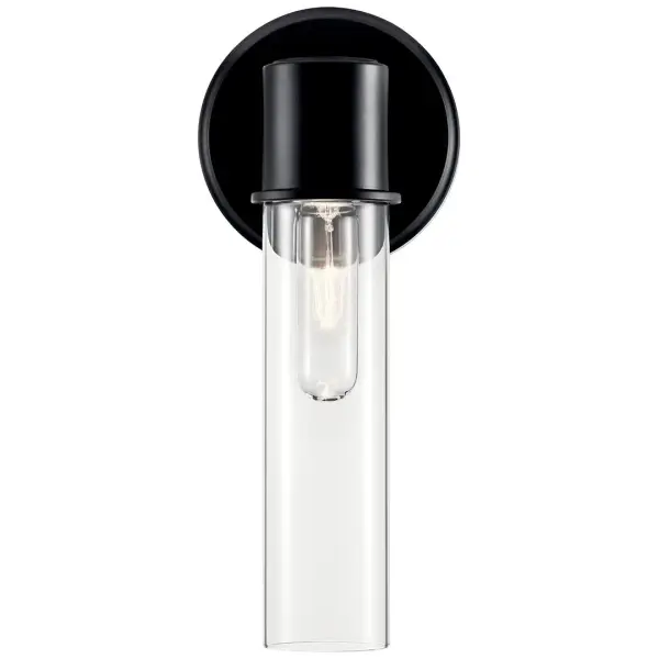 The Aviv Wall Sconce combines modern minimalist design with practical functionality. Its compact 13-inch profile and clear glass shade deliver clean, contemporary style while the dimmable up/down lighting provides flexible ambiance control. - alternate view