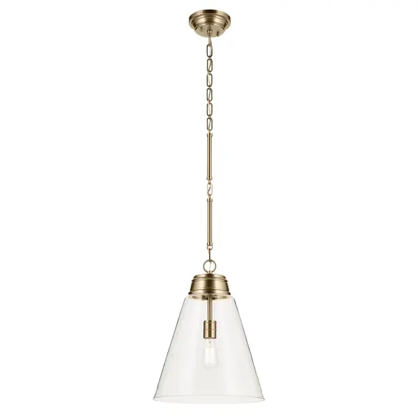 The Marsailli Pendant combines timeless cone-shaped clear glass with a sophisticated Champagne Bronze finish. At 15.75 inches wide, it provides focused task lighting while adding refined style to kitchens, dining areas, and entryways. - alternate view