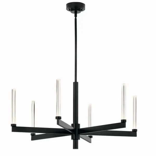 The Sycara chandelier transforms any space with its architectural design featuring six octagonal crystal rods that create stunning light patterns. The integrated LED technology delivers warm, energy-efficient illumination while the faceted crystals add dramatic visual interest.