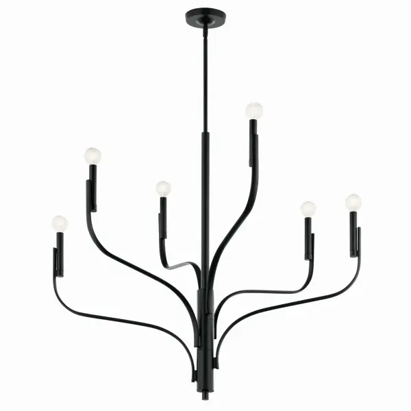 Livadia Six Light Chandelier in Black