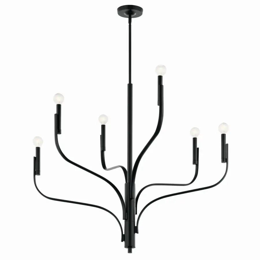 Livadia Six Light Chandelier in Black