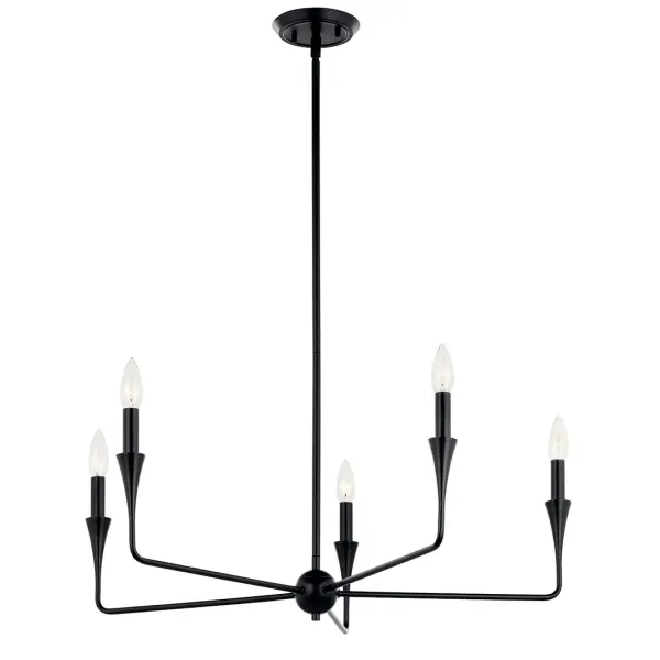 Alvaro 30" 5-Light Chandelier in Black - Image 2