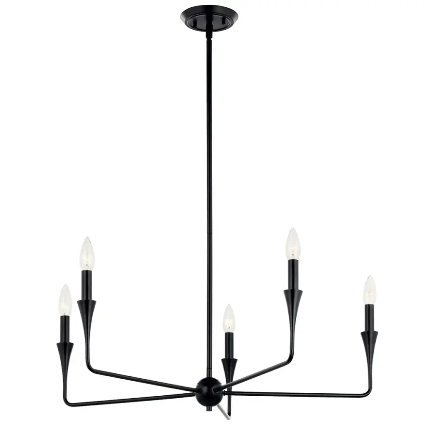 Alvaro 30" 5-Light Chandelier in Black - Image 2