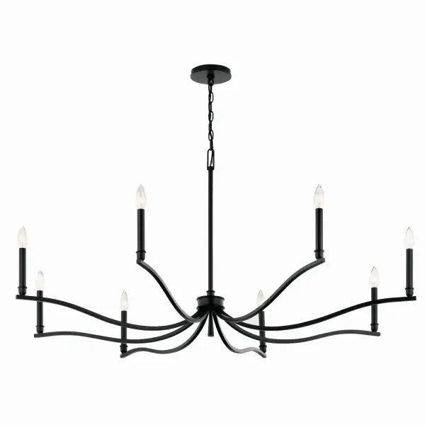 The Malene chandelier brings water-inspired elegance to large spaces with its flowing arms and stacked details. The included interchangeable candle sleeves—white for traditional contrast or black for modern cohesion—offer styling flexibility rarely found at this scale.