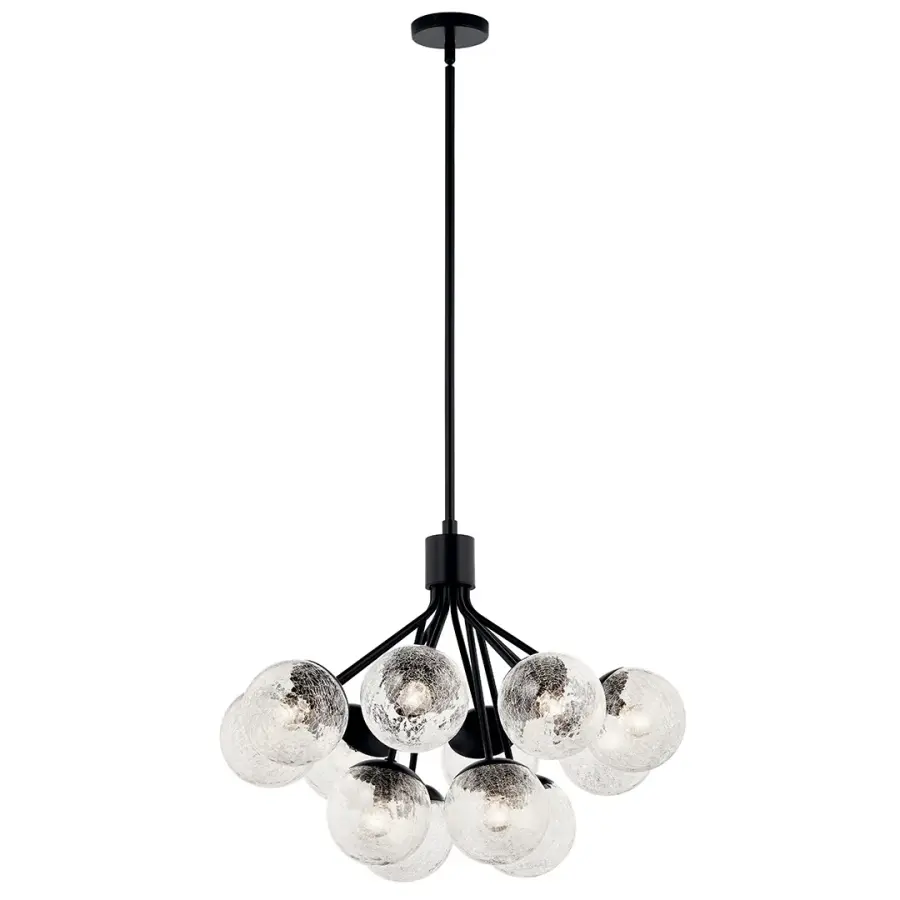 Dramatic 12-Light Convertible Chandelier with Crackle Glass Shades - Image 2