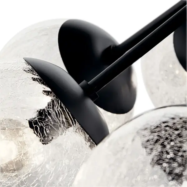 Dramatic 12-Light Convertible Chandelier with Crackle Glass Shades - Image 3