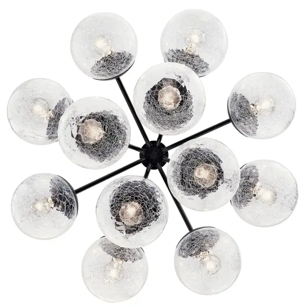 Dramatic 12-Light Convertible Chandelier with Crackle Glass Shades - Image 4