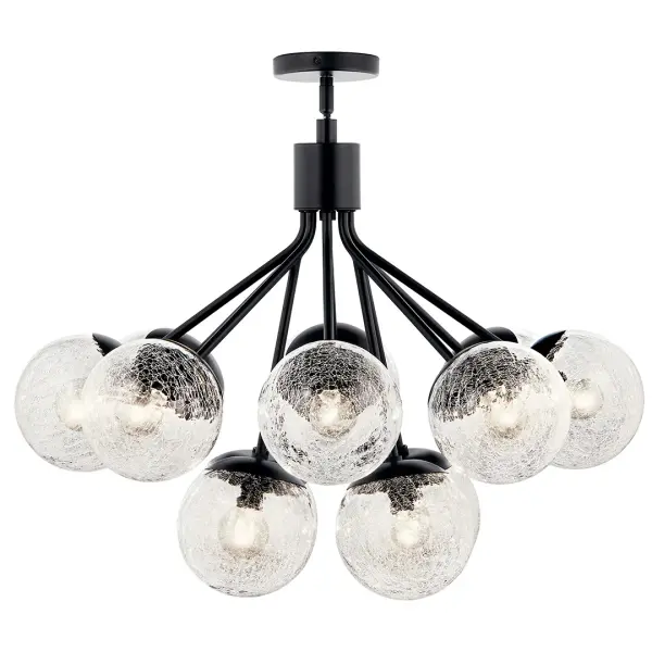 Dramatic 12-Light Convertible Chandelier with Crackle Glass Shades - Image 6
