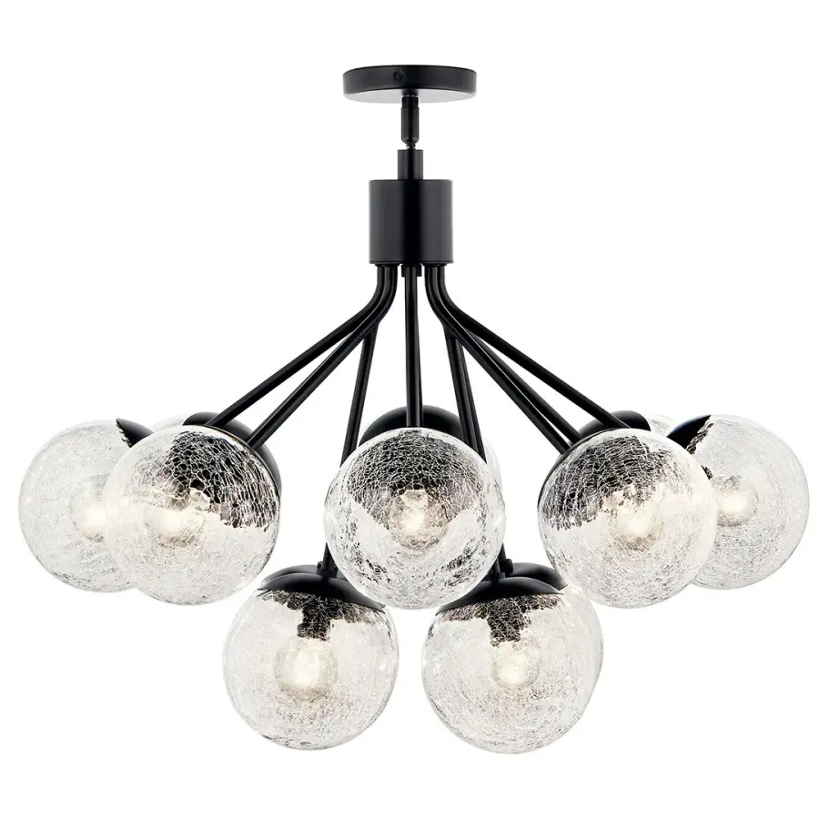 Dramatic 12-Light Convertible Chandelier with Crackle Glass Shades - Image 6