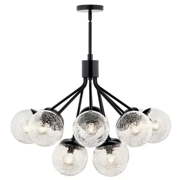 Dramatic 12-Light Convertible Chandelier with Crackle Glass Shades - Image 7