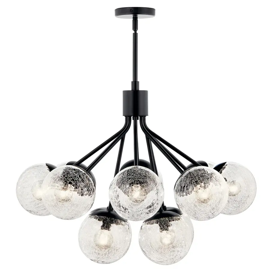 Dramatic 12-Light Convertible Chandelier with Crackle Glass Shades - Image 7